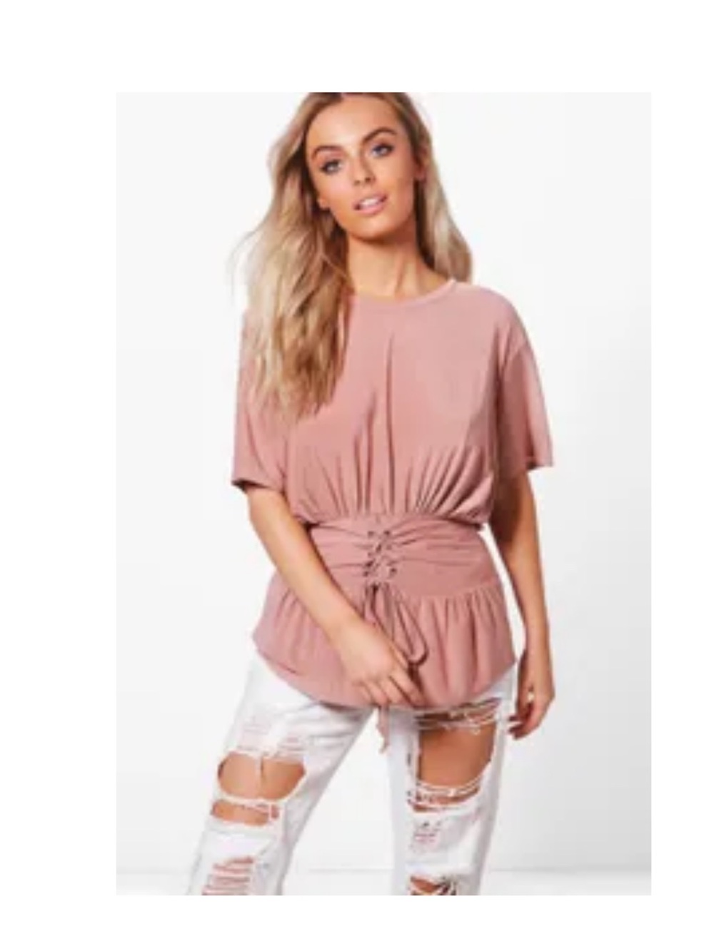 Women's Mauve Lace-Up Waist Corset Top